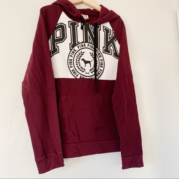 PINK Victoria's Secret Tops - Victoria’s Secret PINK MAROON SWEATSHIRT With HOOD